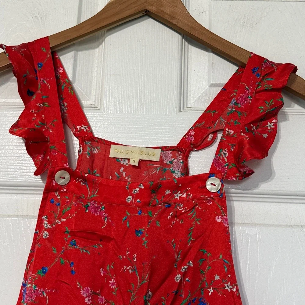 Paloma Blue Amalfi Overalls Silk Floral Bluebell Print Size Small - Picture 5 of 10
